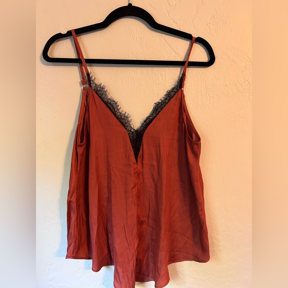 Mustard Seed Rust Lace Trim Cami Top